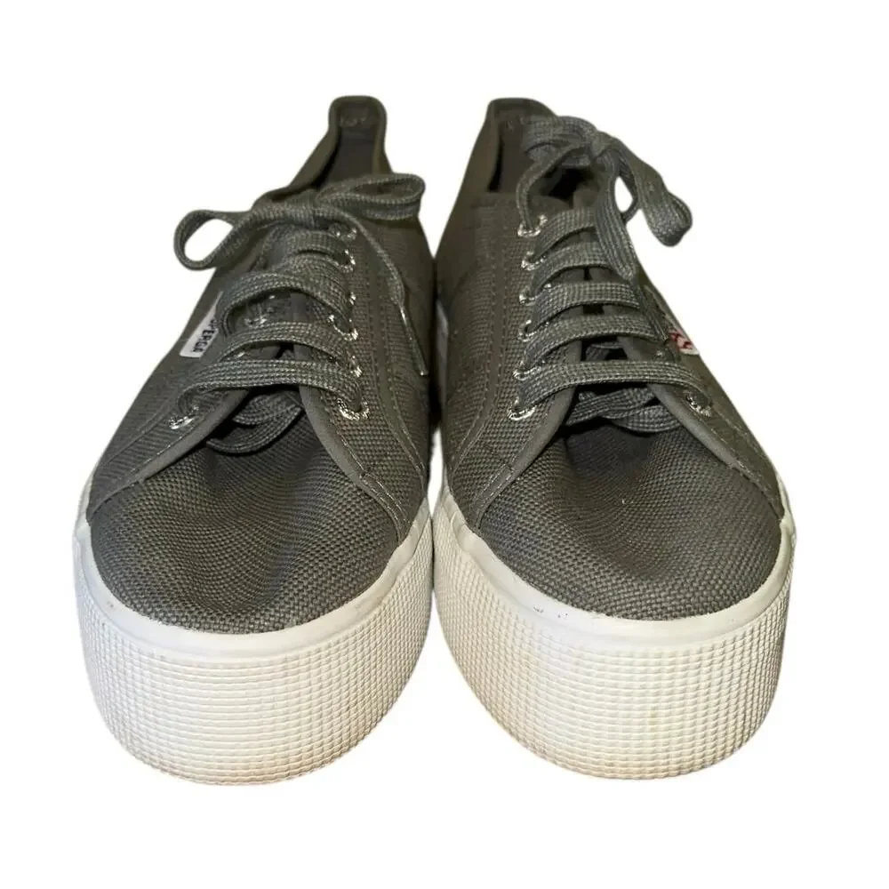 Superga 2790 Platform Sneakers Gray Canvas‎ 8W EU 39 Chunky Sole Casual